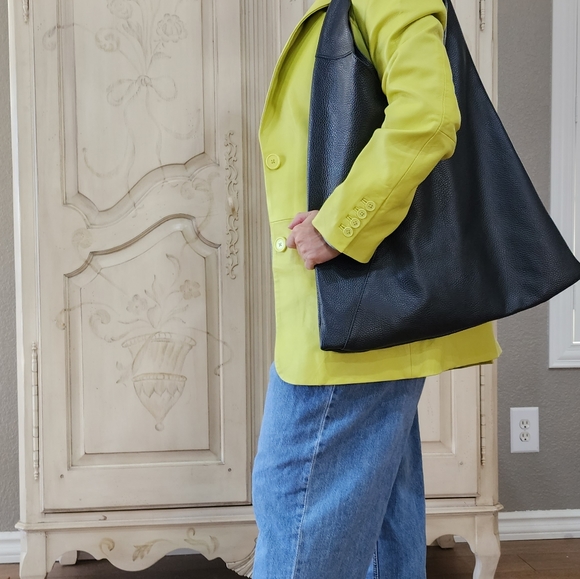 NWT Walter Baker Oversized Lambskin Lime Green Kira Button Up Blazer Sz XS - Picture 3 of 15